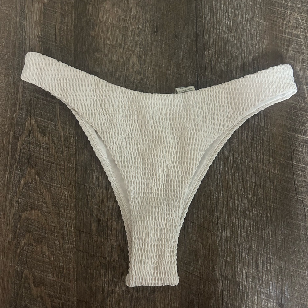White high waisted cheeky bikini bottoms